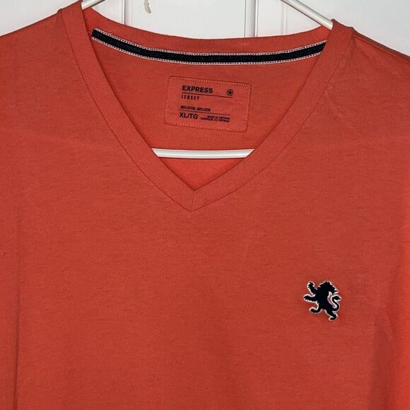 Bundle Of 2 Express Jersey Men's V Neck T-shirt Cotton Size XL Orange Blue Y2K - Picture 2 of 8